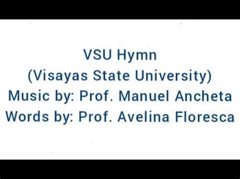 vsu hymn lyrics|VSU Hymn (Visayas State University) .